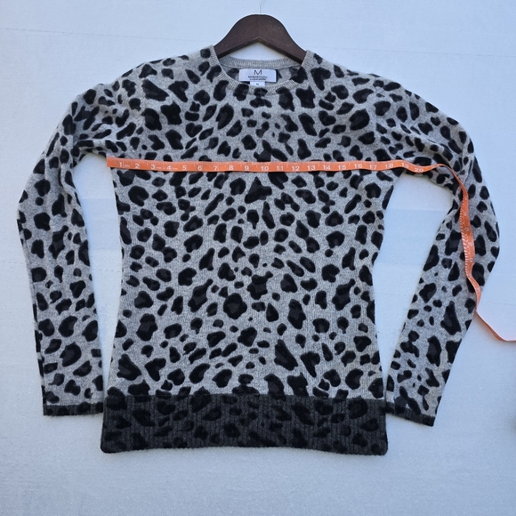 M MAGASCHONI CASHMERE Grey Combo Leopard Sweater 100% Cashmere - Picture 4 of 6